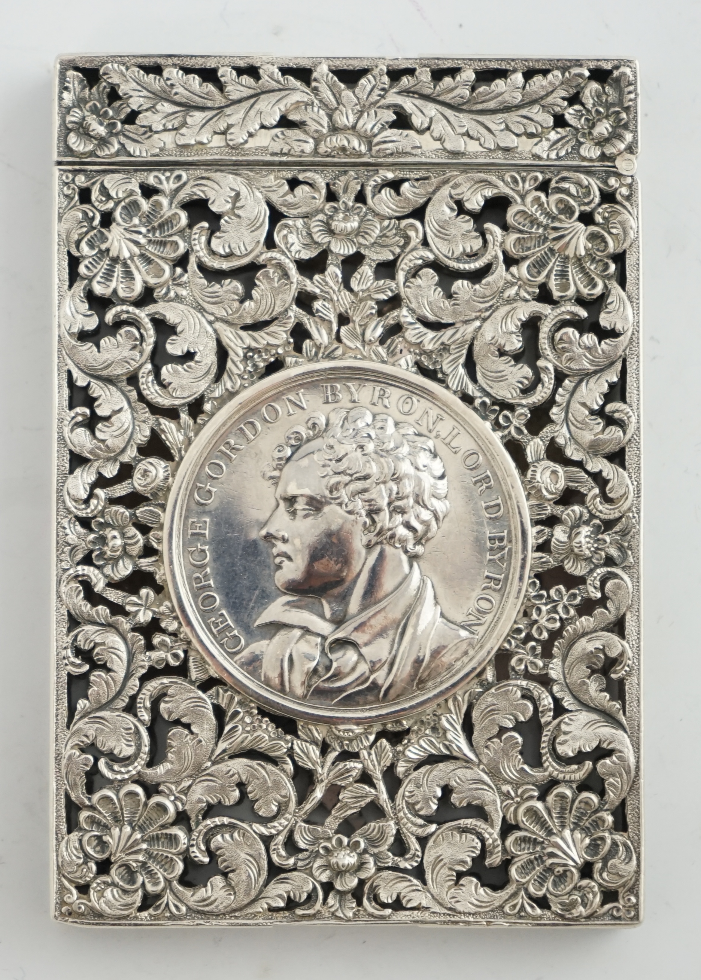 A rare William IV silver castle top card case